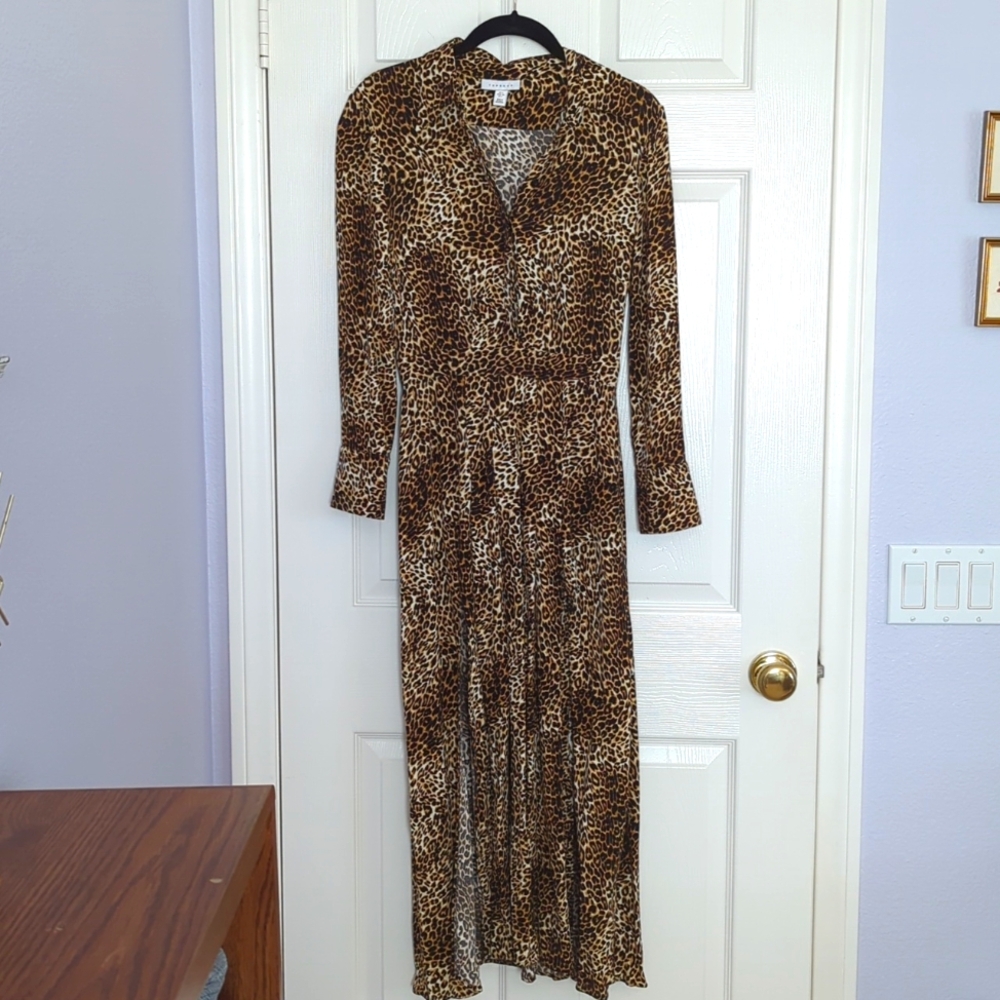 Topshop Leopard Maxi Dress Slits